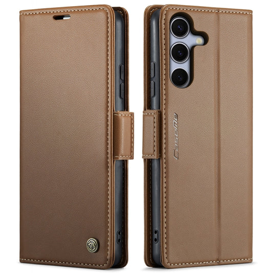 For Samsung Galaxy S25+ 5G CaseMe 023 Butterfly Buckle Litchi Texture RFID Anti-theft Leather Phone Case(Brown) - Galaxy S25+ 5G Cases by CaseMe | Online Shopping South Africa | PMC Jewellery | Buy Now Pay Later Mobicred