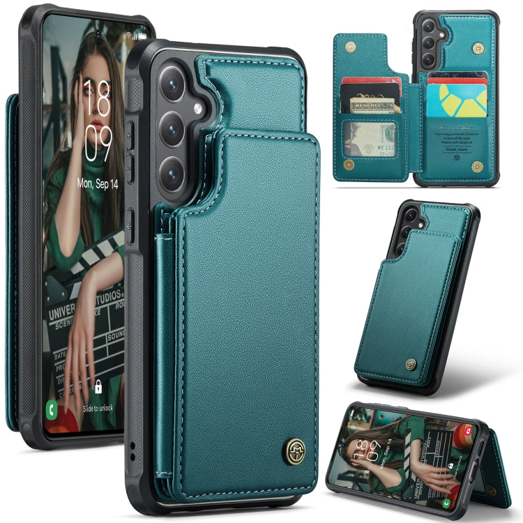 For Samsung Galaxy S24 FE 5G CaseMe C22 Card Slots Holder RFID Anti-theft Phone Case(Green) - Galaxy S24 FE 5G Cases by CaseMe | Online Shopping South Africa | PMC Jewellery | Buy Now Pay Later Mobicred