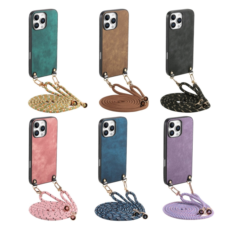 For  iPhone 16e Vintage Leather PC Back Cover Phone Case with Crossbody Strap(Black) - iPhone 16e Cases by PMC TechLife | Online Shopping South Africa | PMC TechLife | Buy Now Pay Later Mobicred