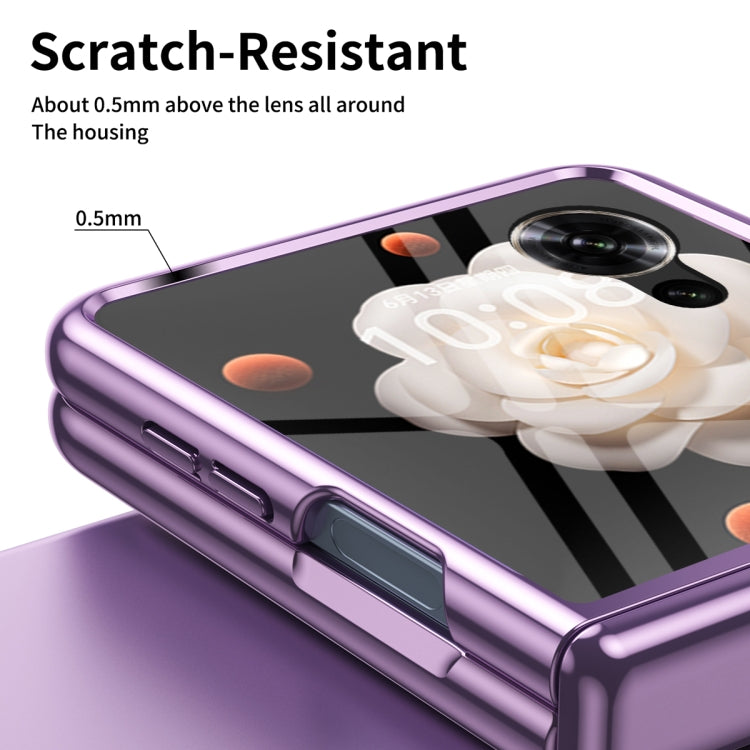 For Honor Magic V Flip Plating Transparent Folding Hinged Phone Case(Purple) - Honor Cases by PMC TechLife | Online Shopping South Africa | PMC TechLife | Buy Now Pay Later Mobicred