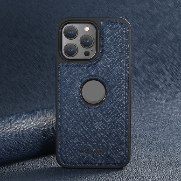 For iPhone 16 Plus Suteni G1 Cross Texture MagSafe Phone Case(Blue) - free shipping - PMC Jewellery - Order now!