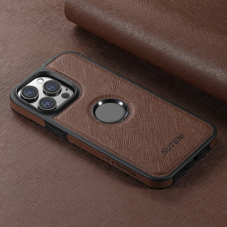 For iPhone 16 Pro Suteni G1 Cross Texture MagSafe Phone Case(Brown) - free shipping - PMC Jewellery - Order now!