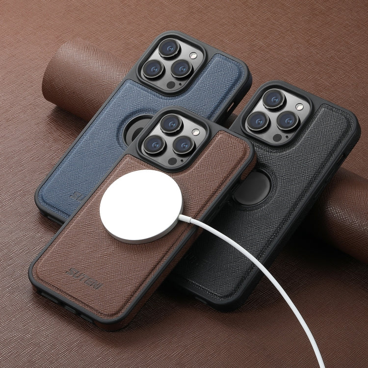 For iPhone 16 Pro Max Suteni G1 Cross Texture MagSafe Phone Case(Black) - free shipping - PMC Jewellery - Order now!
