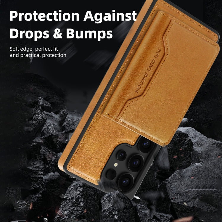 For Samsung Galaxy S25 5G Shield Multi-functional MagSafe Card Bag Phone Case(Brown) - Galaxy S25 5G Cases by PMC Jewellery | Online Shopping South Africa | PMC Jewellery | Buy Now Pay Later Mobicred