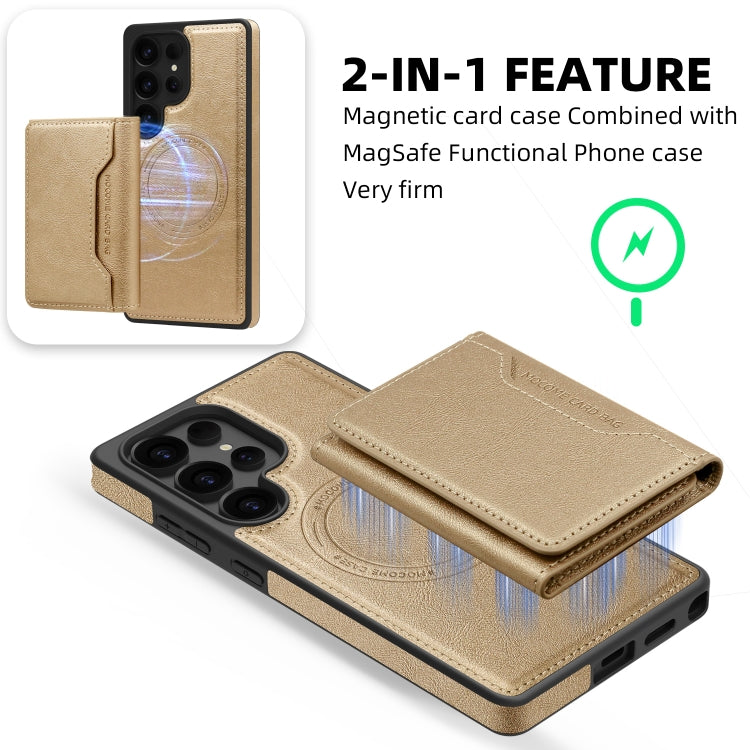 For Samsung Galaxy S25 Ultra 5G Shield Multi-functional MagSafe Card Bag Phone Case(Blue) - Galaxy S25 Ultra 5G Cases by PMC Jewellery | Online Shopping South Africa | PMC Jewellery | Buy Now Pay Later Mobicred