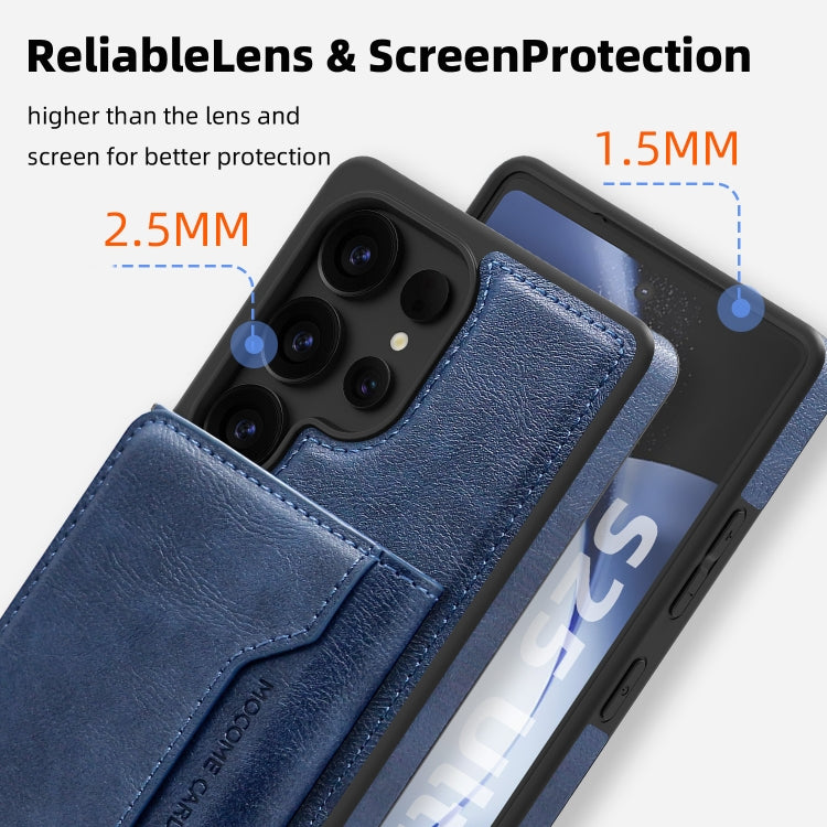For Samsung Galaxy S25 Ultra 5G Shield Multi-functional MagSafe Card Bag Phone Case(Blue) - Galaxy S25 Ultra 5G Cases by PMC Jewellery | Online Shopping South Africa | PMC Jewellery | Buy Now Pay Later Mobicred