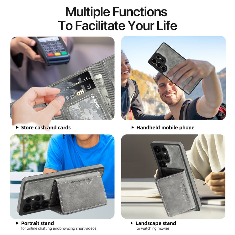 For Samsung Galaxy S25 Ultra 5G Shield Multi-functional MagSafe Card Bag Phone Case(Grey) - Galaxy S25 Ultra 5G Cases by PMC Jewellery | Online Shopping South Africa | PMC Jewellery | Buy Now Pay Later Mobicred