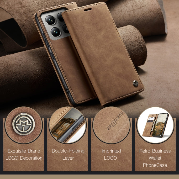 For Xiaomi 14T Pro CaseMe 013 Multifunctional Horizontal Flip Leather Phone Case(Brown) - 14T Pro Cases by CaseMe | Online Shopping South Africa | PMC Jewellery | Buy Now Pay Later Mobicred