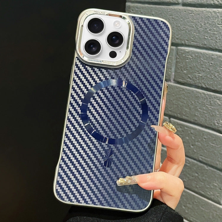 For iPhone 14 Pro AG Carbon Fiber Frameless MagSafe Phone Case(Blue) - iPhone 14 Pro Cases by PMc TechLife | Online Shopping South Africa | PMc TechLife | Buy Now Pay Later Mobicred