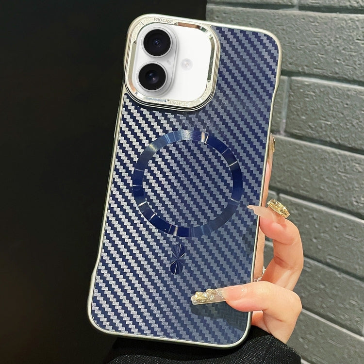 For iPhone 16 Plus AG Carbon Fiber Frameless MagSafe Phone Case(Blue) - free shipping - PMc TechLife - Order now!
