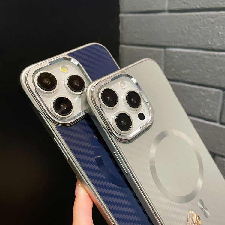 For iPhone 12 Pro Max AG Carbon Fiber Frameless MagSafe Phone Case(Blue) - iPhone 12 Pro Max Cases by PMc TechLife | Online Shopping South Africa | PMc TechLife | Buy Now Pay Later Mobicred