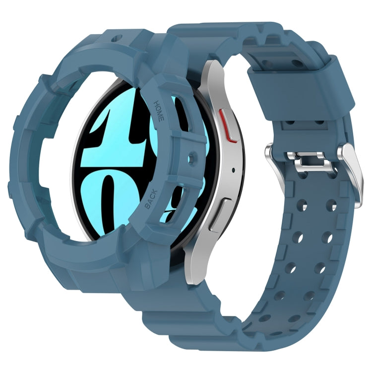 For Samsung Galaxy Watch 7 44mm Armor Silicone Watch Band with Watch Case Set(Blue) - Watch Bands by PMC Jewellery | Online Shopping South Africa | PMC Jewellery | Buy Now Pay Later Mobicred