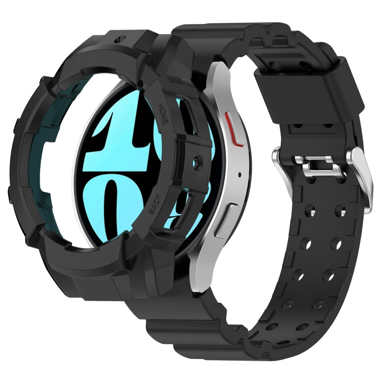 For Samsung Galaxy Watch 7 44mm Armor Silicone Watch Band with Watch Case Set(Black) - Watch Bands by PMC Jewellery | Online Shopping South Africa | PMC Jewellery | Buy Now Pay Later Mobicred