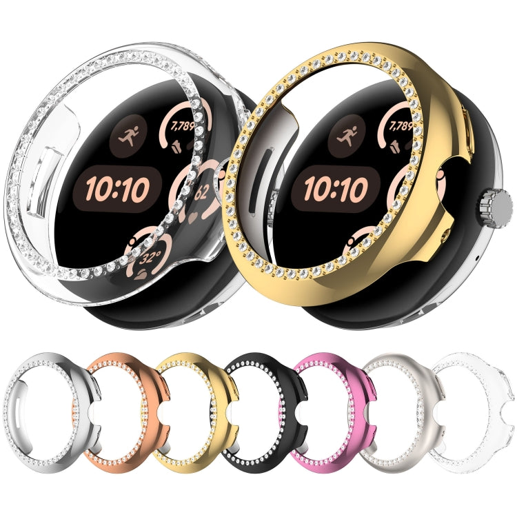 For Google Pixel Watch Diamond Electroplated PC Half Coverage Watch Protective Case(Black) - Watch Cases by PMC TechLife | Online Shopping South Africa | PMC TechLife | Buy Now Pay Later Mobicred