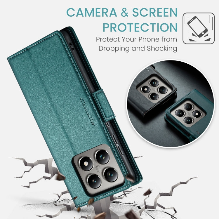 For Xiaomi 14T Pro CaseMe 023 Butterfly Buckle Litchi Texture RFID Anti-theft Leather Phone Case(Green) - 14T Pro Cases by CaseMe | Online Shopping South Africa | PMC Jewellery | Buy Now Pay Later Mobicred