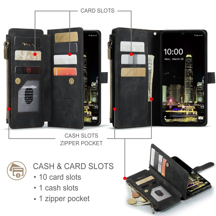 For Samsung Galaxy A16 5G CaseMe C30 Card Slots Zipper Wallet Leather Phone Case(Black) - Galaxy Phone Cases by CaseMe | Online Shopping South Africa | PMC Jewellery | Buy Now Pay Later Mobicred