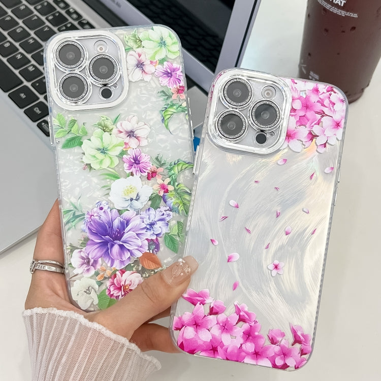 For iPhone 16e Electroplating Flowers Plants Texture TPU Phone Case(Sketch Lily FL9) - iPhone 16e Cases by PMC TechLife | Online Shopping South Africa | PMC TechLife | Buy Now Pay Later Mobicred