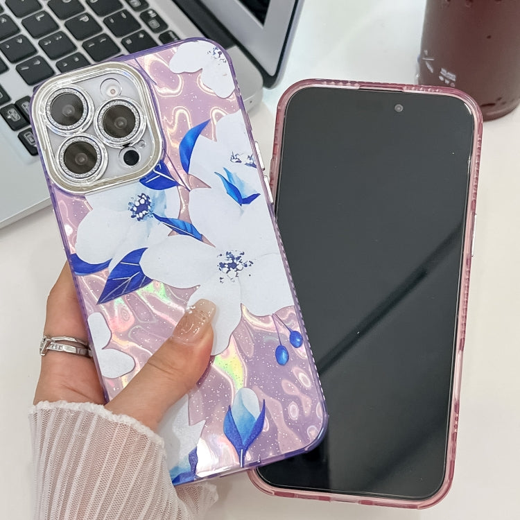 For iPhone 16e Electroplating Flowers Plants Texture TPU Phone Case(Peony FL14) - iPhone 16e Cases by PMC TechLife | Online Shopping South Africa | PMC TechLife | Buy Now Pay Later Mobicred