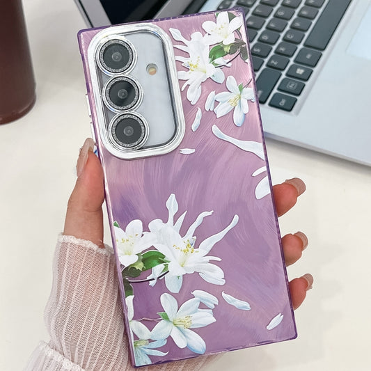 For Samsung Galaxy S25+ 5G Electroplating Flowers Plants Texture TPU Phone Case(Gardenia FL15) - Galaxy S25+ 5G Cases by PMC Jewellery | Online Shopping South Africa | PMC Jewellery | Buy Now Pay Later Mobicred