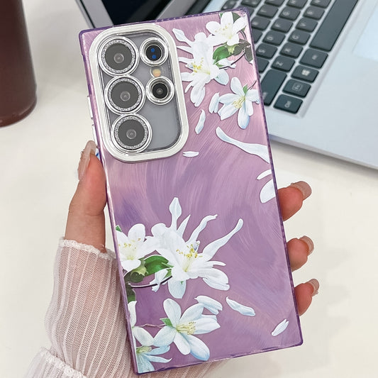 For Samsung Galaxy S25 Ultra 5G Electroplating Flowers Plants Texture TPU Phone Case(Gardenia FL15) - Galaxy S25 Ultra 5G Cases by PMC Jewellery | Online Shopping South Africa | PMC Jewellery | Buy Now Pay Later Mobicred