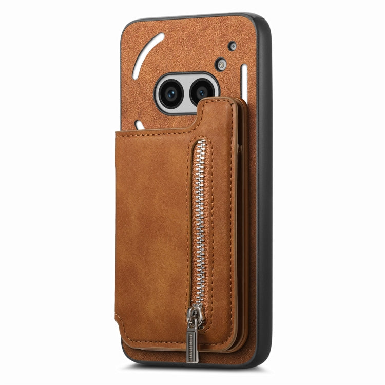 For Nothing CMF Phone 1 Retro MagSafe Zipper Wallet Card Bag Back Phone Case(Brown) - More Brand by PMC TechLife | Online Shopping South Africa | PMC TechLife | Buy Now Pay Later Mobicred