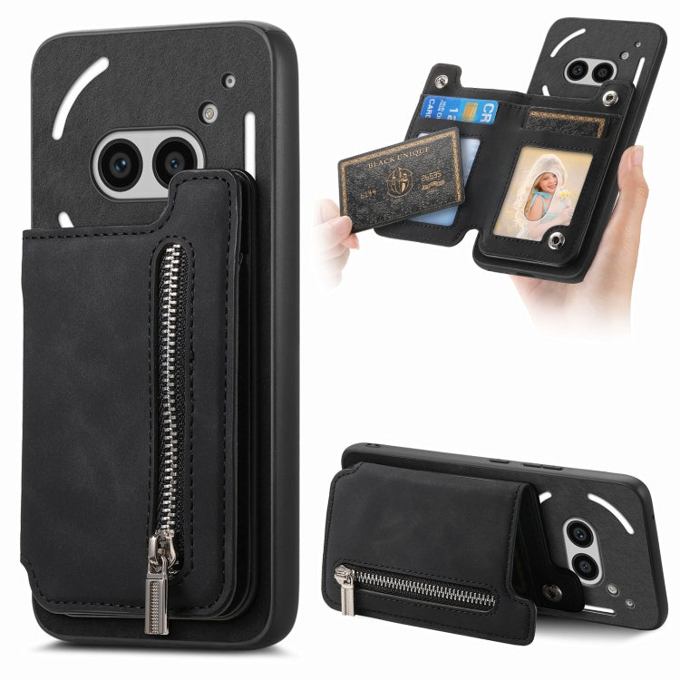 For Nothing CMF Phone 1 Retro MagSafe Zipper Wallet Card Bag Back Phone Case(Black) - More Brand by PMC TechLife | Online Shopping South Africa | PMC TechLife | Buy Now Pay Later Mobicred