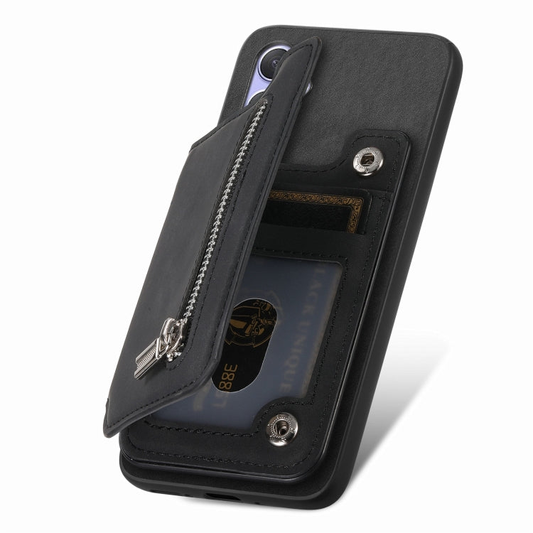 For Nothing CMF Phone 1 Retro MagSafe Zipper Wallet Card Bag Back Phone Case(Black) - More Brand by PMC TechLife | Online Shopping South Africa | PMC TechLife | Buy Now Pay Later Mobicred