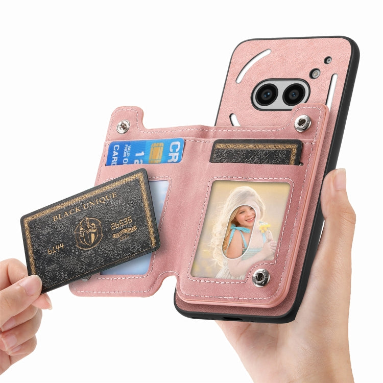 For Nothing Phone 2a Retro MagSafe Zipper Wallet Card Bag Back Phone Case(Pink) - More Brand by PMC TechLife | Online Shopping South Africa | PMC TechLife | Buy Now Pay Later Mobicred