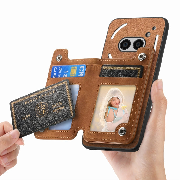 For Nothing Phone 2a Retro MagSafe Zipper Wallet Card Bag Back Phone Case(Brown) - More Brand by PMC TechLife | Online Shopping South Africa | PMC TechLife | Buy Now Pay Later Mobicred