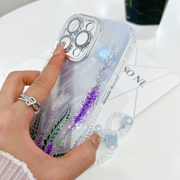 For iPhone 16e Electroplating Flowers Plants Texture Wristband TPU Phone Case(Sakura FL12) - iPhone 16e Cases by PMC TechLife | Online Shopping South Africa | PMC TechLife | Buy Now Pay Later Mobicred