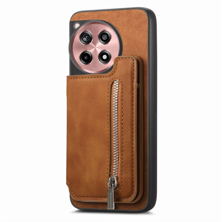 For OnePlus Nord CE4 / Ace 3V Retro MagSafe Zipper Wallet Card Bag Back Phone Case(Brown) - OnePlus Cases by PMC TechLife | Online Shopping South Africa | PMC TechLife | Buy Now Pay Later Mobicred