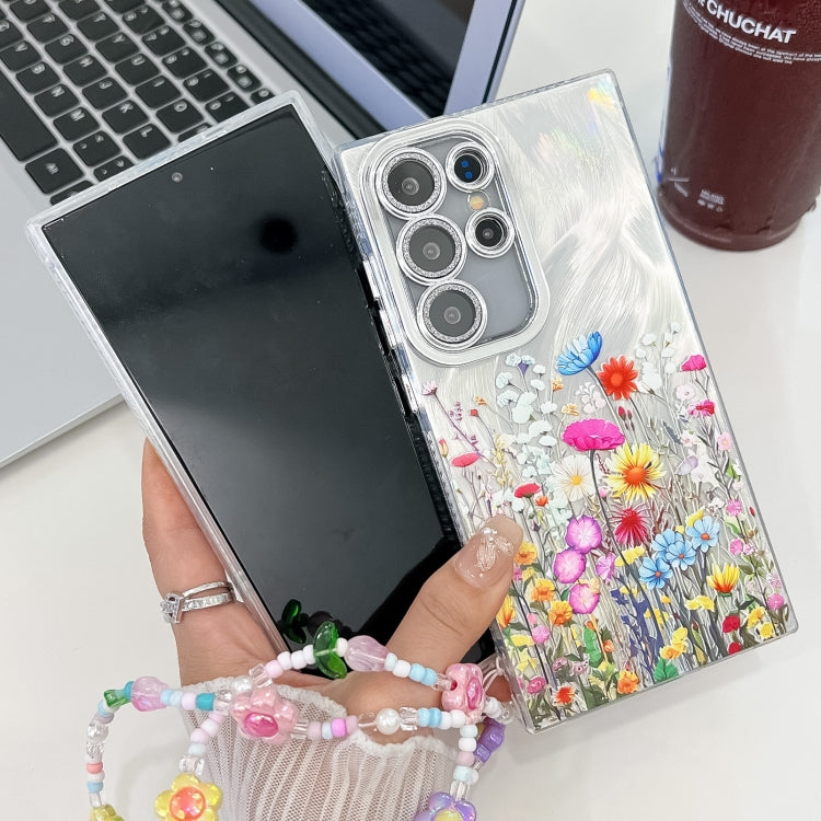 For Samsung Galaxy S25 5G Electroplating Flower Texture Wristband TPU Phone Case(Wild Chrysanthemum SH5) - Galaxy S25 5G Cases by PMC Jewellery | Online Shopping South Africa | PMC Jewellery | Buy Now Pay Later Mobicred