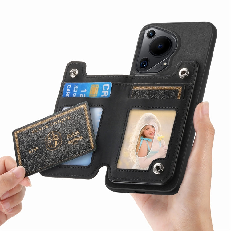For Huawei nova 12 / 13 Retro MagSafe Zipper Wallet Card Bag Back Phone Case(Black) - Huawei Cases by PMC TechLife | Online Shopping South Africa | PMC TechLife | Buy Now Pay Later Mobicred