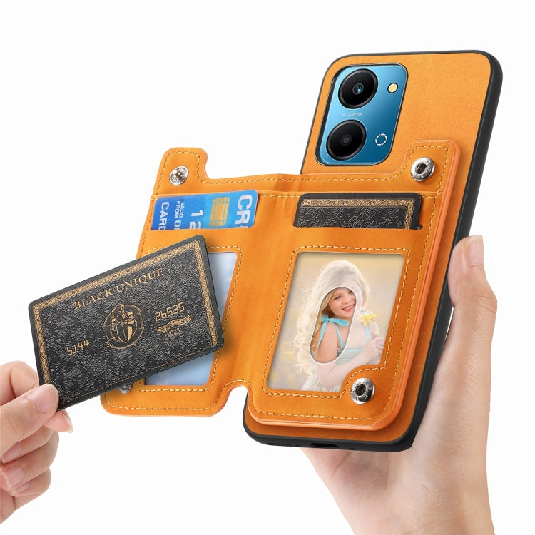 For Honor X8b Retro MagSafe Zipper Wallet Card Bag Back Phone Case(Yellow) - Honor Cases by PMC TechLife | Online Shopping South Africa | PMC TechLife | Buy Now Pay Later Mobicred