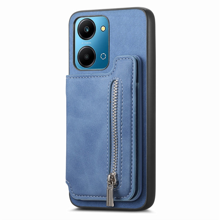 For Honor X8b Retro MagSafe Zipper Wallet Card Bag Back Phone Case(Blue) - Honor Cases by PMC TechLife | Online Shopping South Africa | PMC TechLife | Buy Now Pay Later Mobicred
