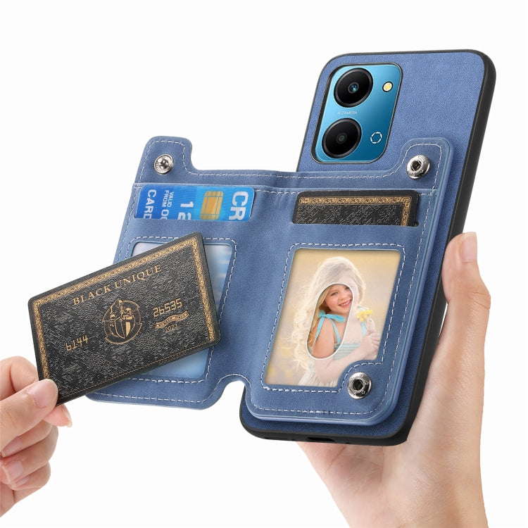 For Honor X8b Retro MagSafe Zipper Wallet Card Bag Back Phone Case(Blue) - Honor Cases by PMC TechLife | Online Shopping South Africa | PMC TechLife | Buy Now Pay Later Mobicred