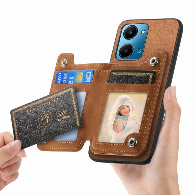 For Honor 90 GT 5G Retro MagSafe Zipper Wallet Card Bag Back Phone Case(Brown) - Honor Cases by PMC TechLife | Online Shopping South Africa | PMC TechLife | Buy Now Pay Later Mobicred