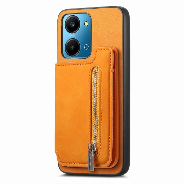 For Honor 100 Retro MagSafe Zipper Wallet Card Bag Back Phone Case(Yellow) - free shipping - PMC TechLife - Order now!