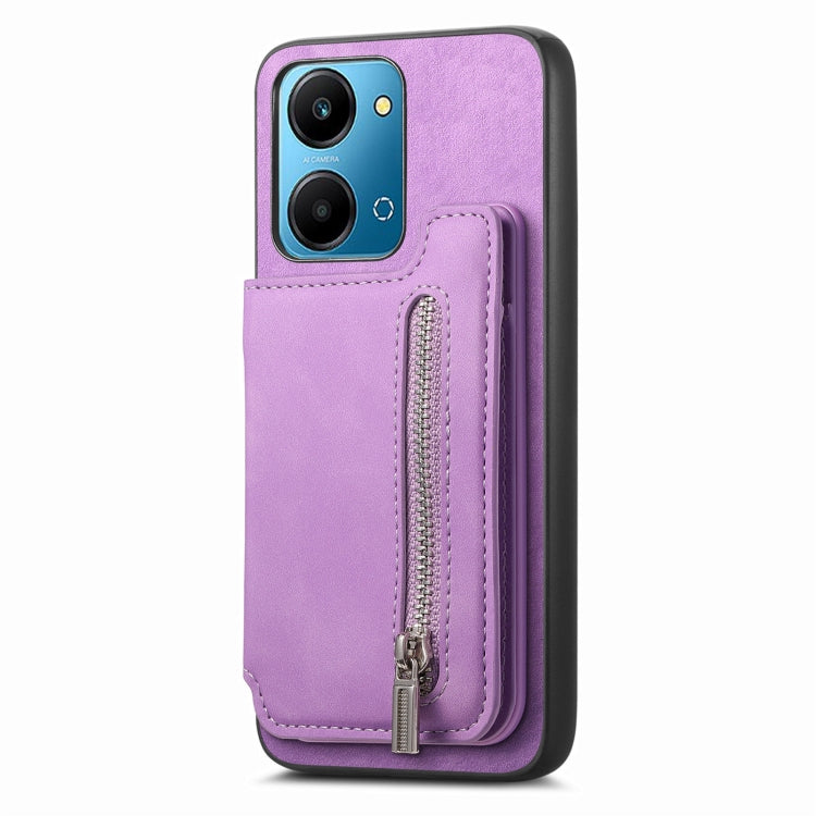 For Honor 100 Retro MagSafe Zipper Wallet Card Bag Back Phone Case(Purple) - free shipping - PMC TechLife - Order now!