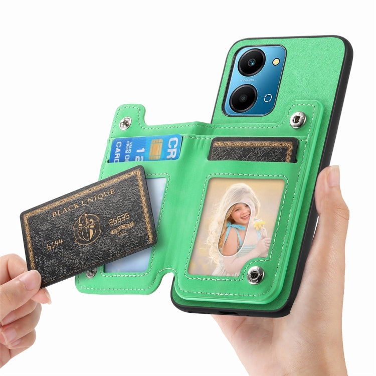 For Honor 100 Retro MagSafe Zipper Wallet Card Bag Back Phone Case(Green) - Honor Cases by PMC TechLife | Online Shopping South Africa | PMC TechLife | Buy Now Pay Later Mobicred
