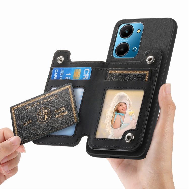 For Honor X50i+ Retro MagSafe Zipper Wallet Card Bag Back Phone Case(Black) - Honor Cases by PMC TechLife | Online Shopping South Africa | PMC TechLife | Buy Now Pay Later Mobicred