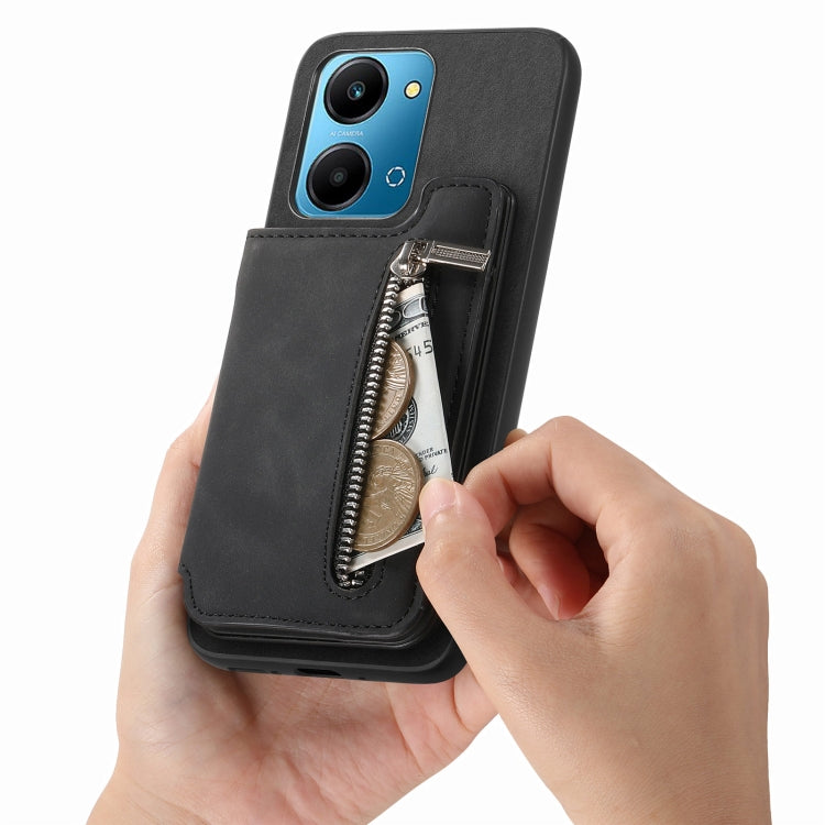 For Honor 90 Pro 5G Retro MagSafe Zipper Wallet Card Bag Back Phone Case(Black) - Honor Cases by PMC TechLife | Online Shopping South Africa | PMC TechLife | Buy Now Pay Later Mobicred