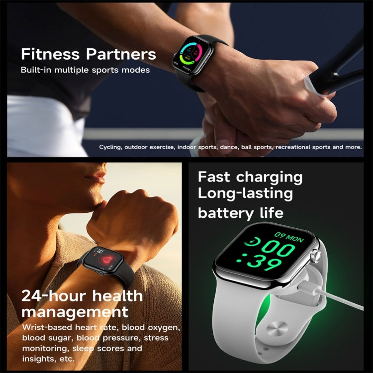 KL08 2.04 inch Color Screen Smart Watch Silicone Strap, Support Bluetooth Call(Black) - free shipping - PMC TechLife - Order now!