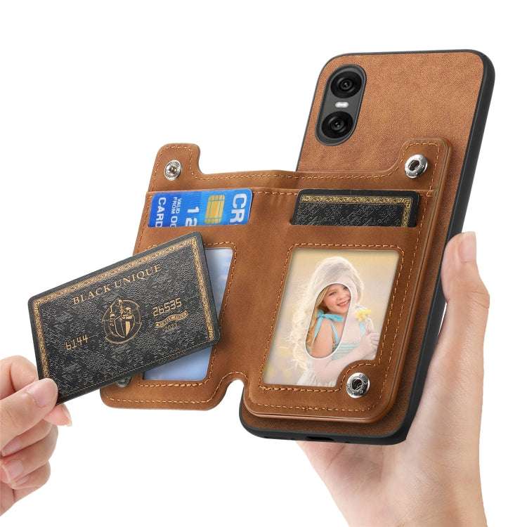 For Sony Xperia 1 VI Retro MagSafe Zipper Wallet Card Bag Back Phone Case(Brown) - Sony Cases by PMC TechLife | Online Shopping South Africa | PMC TechLife | Buy Now Pay Later Mobicred