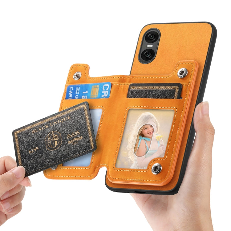 For Sony Xperia 5 V Retro MagSafe Zipper Wallet Card Bag Back Phone Case(Yellow) - free shipping - PMC TechLife - Order now!