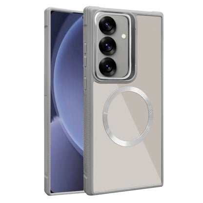 For Samsung Galaxy S25 5G Plated CD Texture MagSafe Acrylic Hybrid TPU Phone Case(Gray) - Galaxy S25 5G Cases by PMC Jewellery | Online Shopping South Africa | PMC Jewellery | Buy Now Pay Later Mobicred