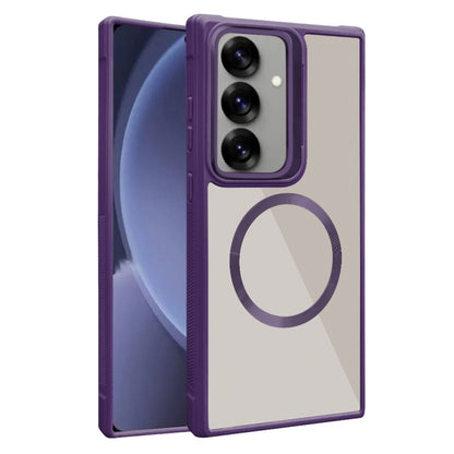 For Samsung Galaxy S25 5G Plated CD Texture MagSafe Acrylic Hybrid TPU Phone Case(Purple) - Galaxy S25 5G Cases by PMC Jewellery | Online Shopping South Africa | PMC Jewellery | Buy Now Pay Later Mobicred