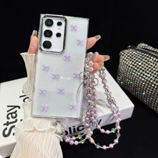 For Samsung Galaxy S25 Ultra 5G Little Fresh Bow Neck Chain TPU Phone Case(Purple) - Galaxy S25 Ultra 5G Cases by PMC Jewellery | Online Shopping South Africa | PMC Jewellery | Buy Now Pay Later Mobicred