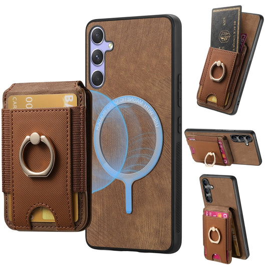 For Samsung Galaxy S25+ 5G Retro Splitable Magnetic Stand Card Bag Leather Phone Case(Brown) - Galaxy S25+ 5G Cases by PMC Jewellery | Online Shopping South Africa | PMC Jewellery | Buy Now Pay Later Mobicred