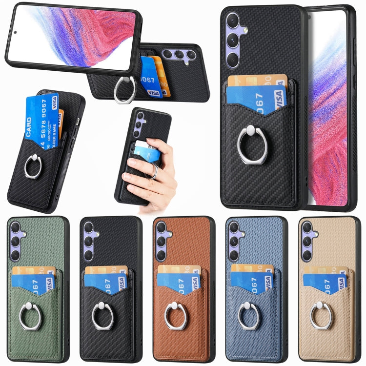 For Samsung Galaxy S25+ 5G Carbon Fiber Card Wallet Ring Phone Case(Black) - free shipping - PMC Jewellery - Order now!